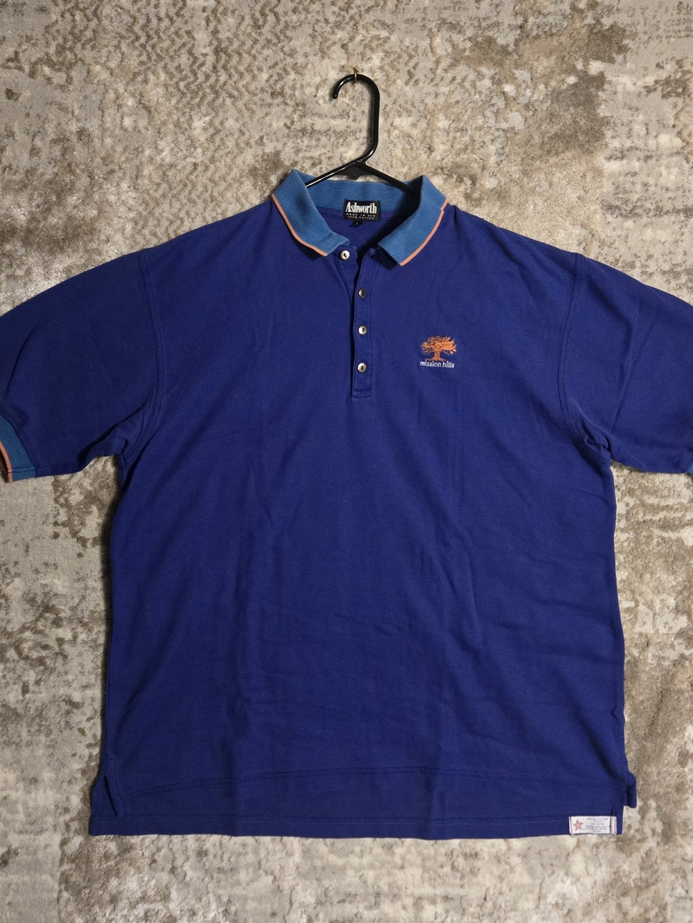 Ashworth Men's Purple Polo Shirt with Contrast Collar